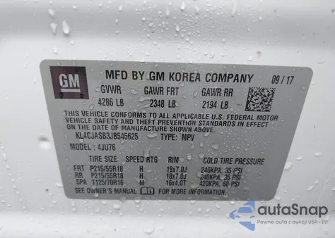 2018 Buick Encore Preferred z USA, uszkodzony, nr VIN KL4CJASB3JB545625